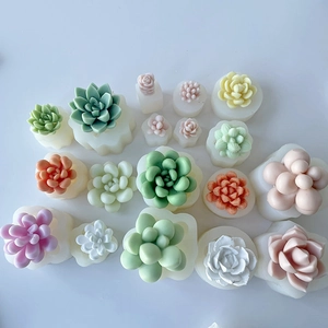 3D succulent silicone mold set for DIY aromatherapy candles and creative plaster crafts