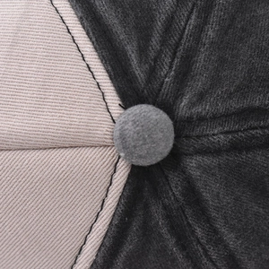 Close-up of baseball cap top button showing cotton twill texture and contrast stitching