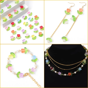 DIY jewelry kit with colorful glass tulip beads for handmade necklaces and bracelets