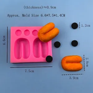 Moule en silicone rose pour décors de gâteaux fondant têtes d'ours et de lapin DIY