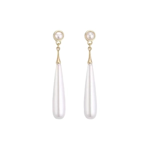Vintage S925 silver needle Baroque pearl drop earrings with elegant gold finish metal work