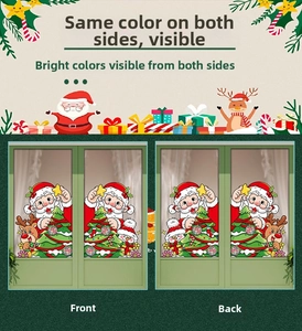 Detailed comparison of double-sided Christmas stickers showing same color on both sides