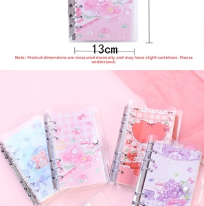 Detailed view of 13cm transparent PVC loose-leaf notebook binder with cute cartoon inserts
