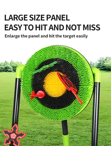 Detail of large size dart board with plastic needles and stand for outdoor throwing games