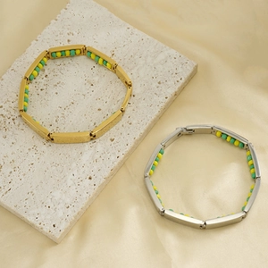 Fashion 18K stainless steel beaded bracelets in gold and silver finish for women