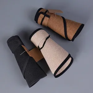 Portable linen sun visors in black, beige and brown colors with rollable design