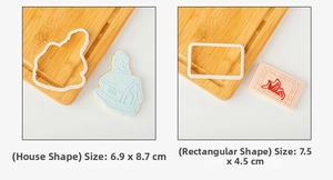 Details zu Weihnachtshaus und Kamin Ausstechformen mit geprägter 3D-Struktur für Kekse