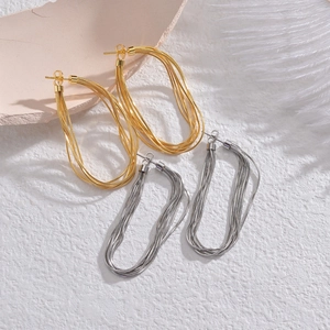 Minimalist multi-strand snake chain hoop earrings in gold and silver finish