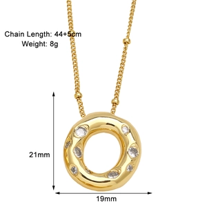 Détails du pendentif de collier plaqué or avec zircons et spécifications de taille du bijou