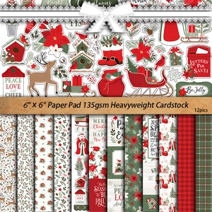 Christmas patterned paper set 6x6 inch 135gsm scrapbooking decorative paper 12 sheets
