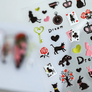 Japanese style thin matte adhesive nail art stickers with cute fairytale motifs