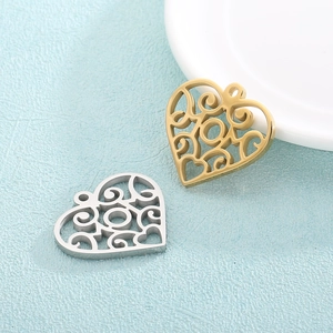 Pendentif Cœur Évidé En Acier Inoxydable Filigrane MOM Charms Pour DIY Collier Bracelet Accessoire De Bijouterie