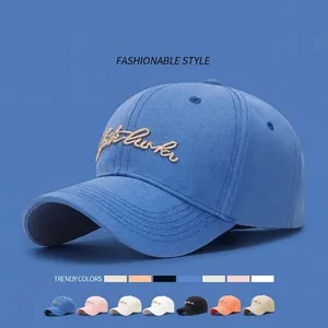 Washed Cotton Baseball Cap Gold Letter Embroidery Adjustable Metal Buckle Fashion Casual Outdoor Sun Hat For Men Women