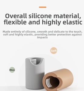 Dettaglio macro della protezione angolare in silicone elastico in grigio e marrone
