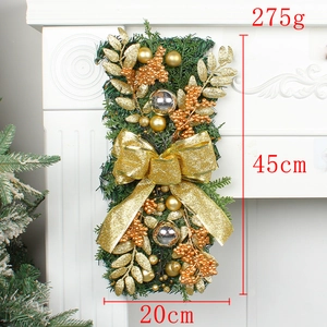 Detailed 45cm Christmas teardrop wreath with gold bow, berries, and festive ornaments
