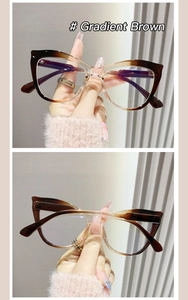 Detailansicht der Katzenaugen-Brille mit einem schicken braunen Farbverlauf-Finish