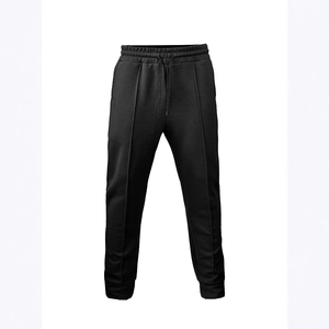 Pantaloni sportivi neri da uomo in tessuto a nido d'ape con vita elastica e coulisse