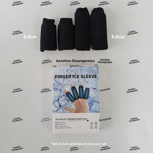 Detailed set of four gel finger ice packs in 6.5cm and 8.5cm sizes for cold therapy