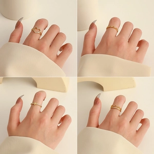 Fashion Copper Zirconia Heart Star Butterfly Adjustable Opening Rings For Women Lightweight Luxury Minimalist Finger Ring Jewelry