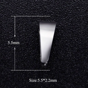 Macro view of a 5.5mm silver stainless steel bail for DIY jewelry making and pendants