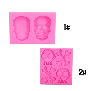 Halloween Skull Crossbones Silicone Mold For Fondant Cake Chocolate DIY Soap Clay Resin Baking Decorative