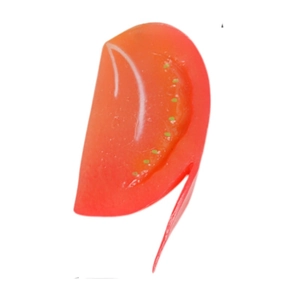 Realistic artificial tomato slice model with vivid red color and seeds for food photography