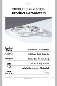 Detailed view of luminous 925 silver rings with zircon stones and adjustable band size