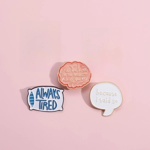 Five-piece colorful enamel pin set with creative motivational English text designs