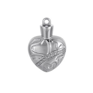 Vintage heart-shaped stainless steel locket pendant necklace with detailed engraving