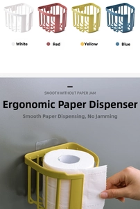 Wall-mounted tissue holder in four colors with easy-dispense grid design for bathrooms