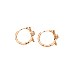 18k Rose Gold Plated Knotted Hoop Earrings with Cubic Zirconia Pave Accents