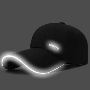 Quick-dry reflective sports baseball cap for outdoor sun protection in black finish