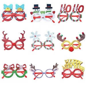 Set of 9 Christmas party glasses featuring reindeer antlers, snowmen and festive designs