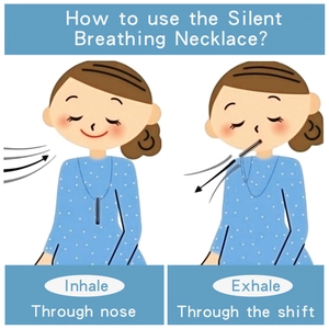 Instructional guide showing how to use the 528Hz meditation breathing necklace tool