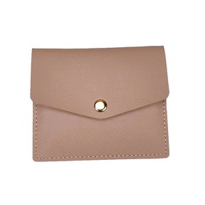 Minimalist ultra-thin litchi pattern leather card holder with a gold metal buckle
