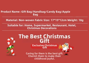 Detailed size specifications for Christmas gift bag made of non-woven fabric 17x15x12cm