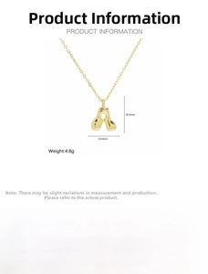 Detail view of 18k gold plated bubble letter A pendant showing dimensions and chain length