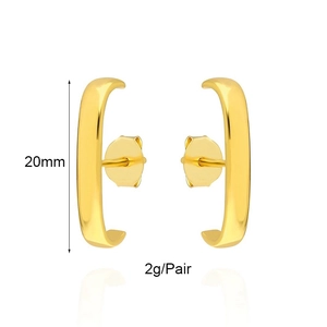Detailansicht der 20 mm goldfarbenen Ohrringe mit Abmessungen und Gewichtsangaben