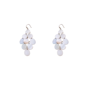 Vintage water drop freshwater shell fringe earrings with minimalist layered design