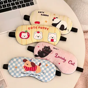 Cute cartoon blackout sleep masks with panda and puppy designs for kids and adults