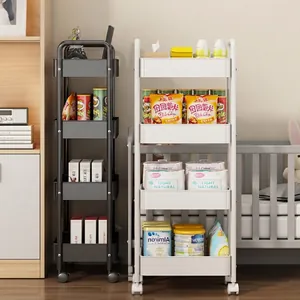 4-tier mobile metal utility cart with wheels for home storage and kitchen organization