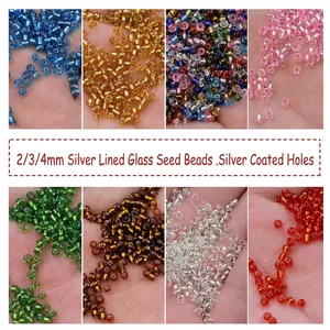 Silver lined glass seed beads in 2mm 3mm 4mm sizes for DIY jewelry making and crafts