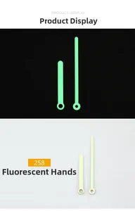 Glow-in-the-dark luminous clock hands model 258 shown in light and dark conditions