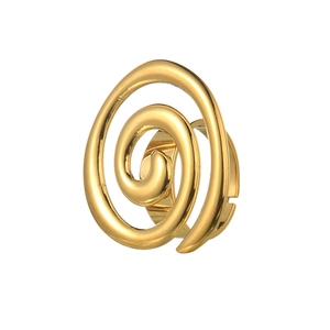 Minimalist gold titanium steel irregular hollow circle ring with unique spiral design for women