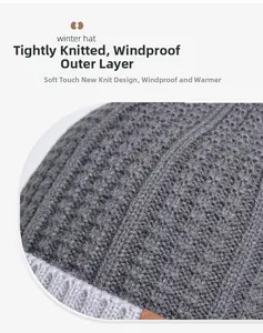 Detail showing high-density windproof knit texture and soft lining of winter hat and scarf