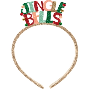 Detail of Jingle Bells glitter headband with colorful bells for Christmas party