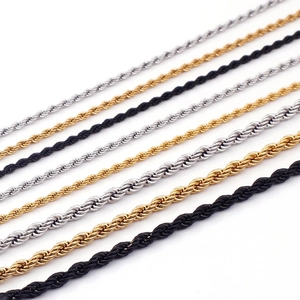 Stainless Steel Rope Chain Necklace For Men Women Twisted Link Minimalist Jewelry Fashion Gold Silver Black Plated