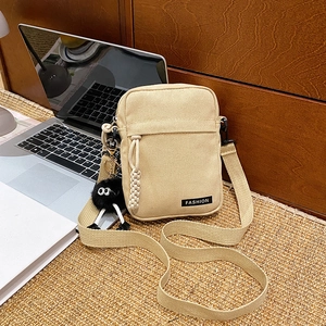 Women Canvas Mini Crossbody Bag Portable Shoulder Phone Purse Zip Closure Adjustable Strap Casual Fashion Streetwear
