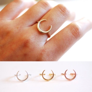 Crescent Moon Open Ring 925 Sterling Silver Minimalist Adjustable Jewelry Gift For Women Ins Style Finger Accessory