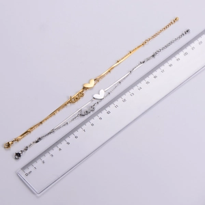 Measurement of 16cm LOVE heart charm bracelet with extension chain in gold and silver